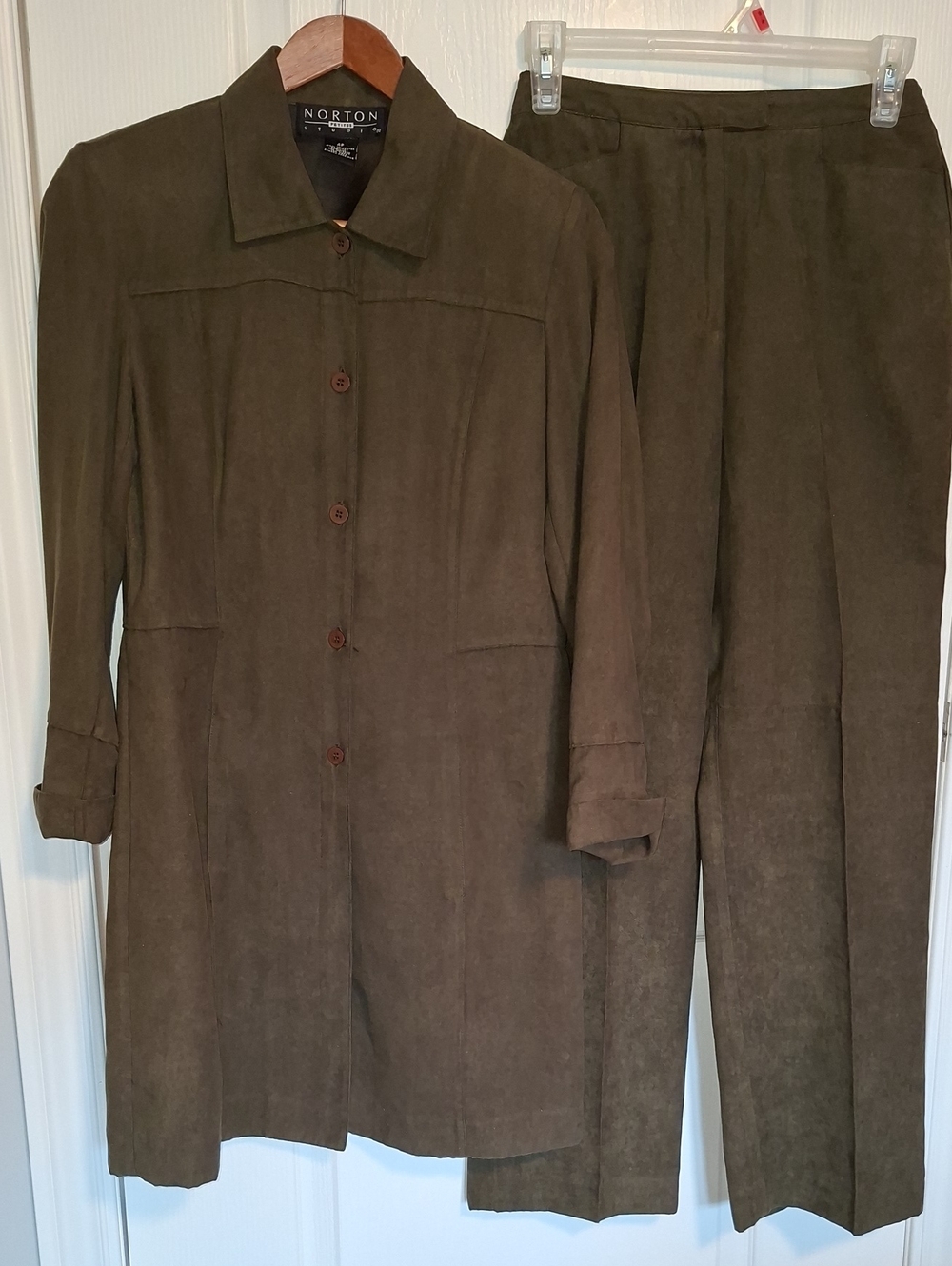 Women's Olive Brown Suit Jacket & Trousers